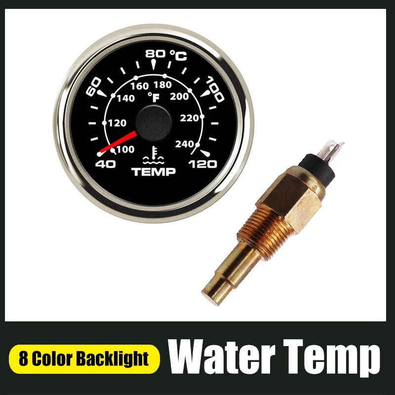 Automotive Water Temp Meter 40 ~ 120 Celsius 7 Kleur Temperatuur Indicator Voor Auto Auto Motorfiets Thermometer Met Sensor