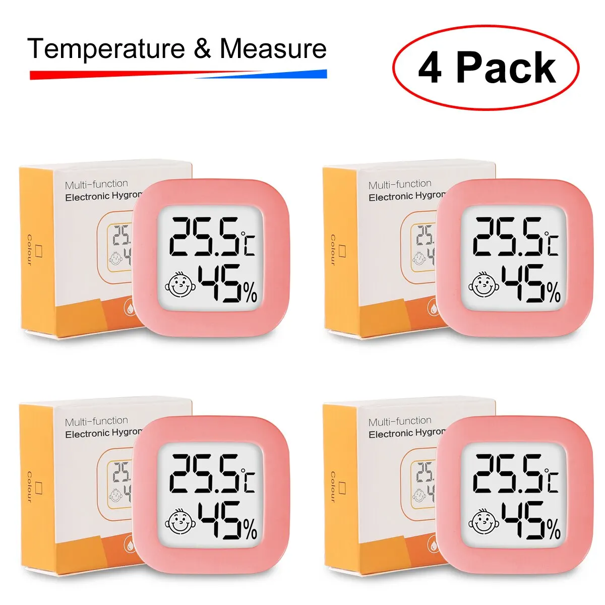 4 stücke Digital Thermometer Hygrometer Indoor Mini Temperatur LCD Elektronische Monitor Hygrometer Outdoor Zimmer Baby: Rosa