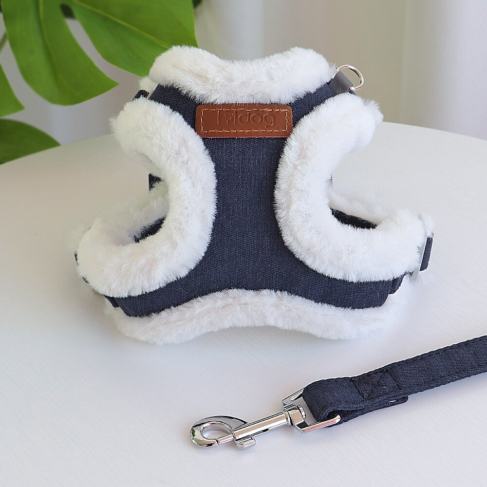 Winter Vlies Hundegeschirr Französisch Bulldogge Geschirr Warme Haustier Katze Weste Mantel Welpen Kleidung Für Kleine Hunde Gehen Leine Heimtierbedarf: S / Blau