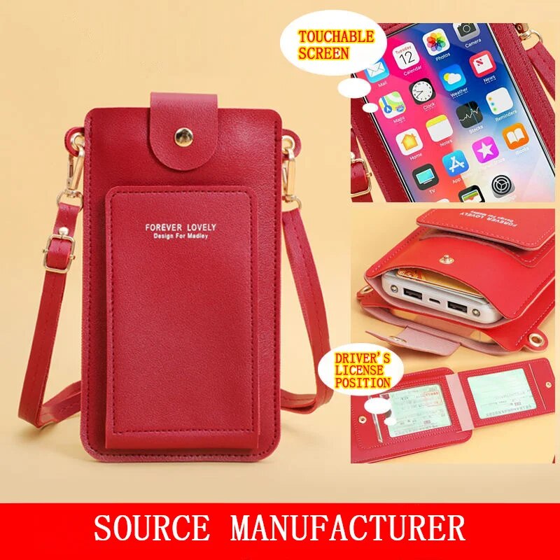 Damestassen Zachte Lederen Portefeuilles Touchscreen Mobiele Telefoon Portemonnee Crossbody Schouderriem Handtas Voor Dames Goedkope Damestassen