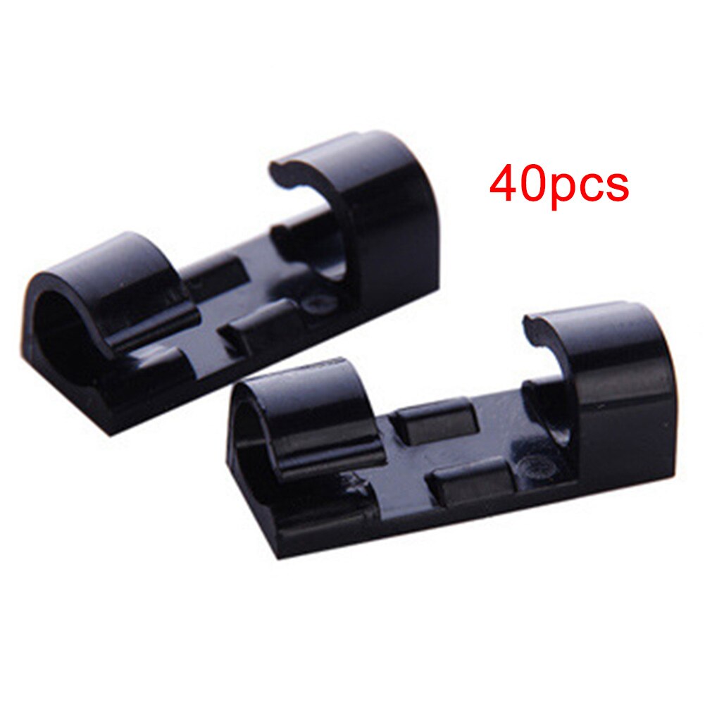 40pcs Management Set Self-adhesive Wire Holder Plastic Cable Clip Home Space Saving Organiser Multi-Purpose Round Clamp