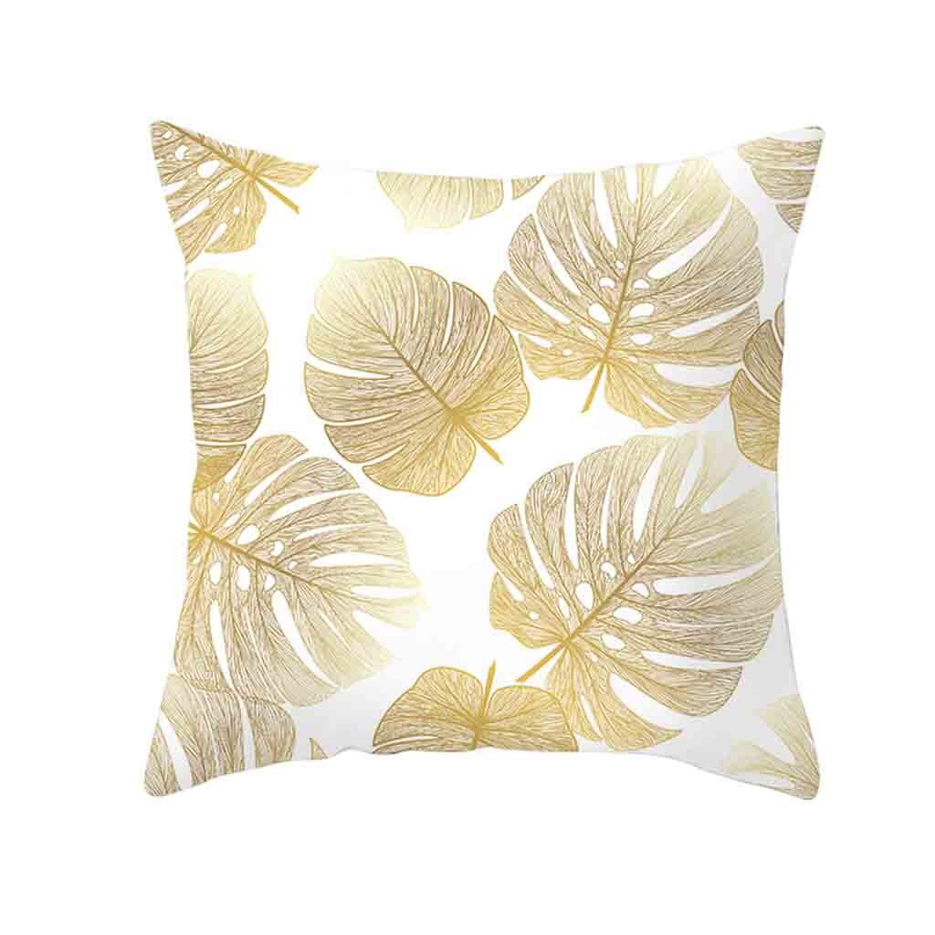 Pillow Case Gold Plant Printed Sofa Car Cushion Cover Home Decor Throw Pillowcase Bed Decoations poszewki na poduszki 45x45cm: D
