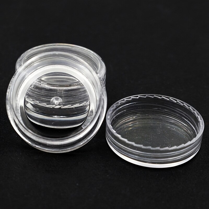 50 stks/set Transparante Plastic Sieraden Kraal Opbergdoos Kleine Bodem Ronde Container Potten Make Up Organizer Opbergdozen