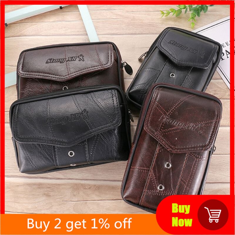 Vintage Leather Waist Bag Belt Loop Holster Carry Phone Pouch Wallet Case