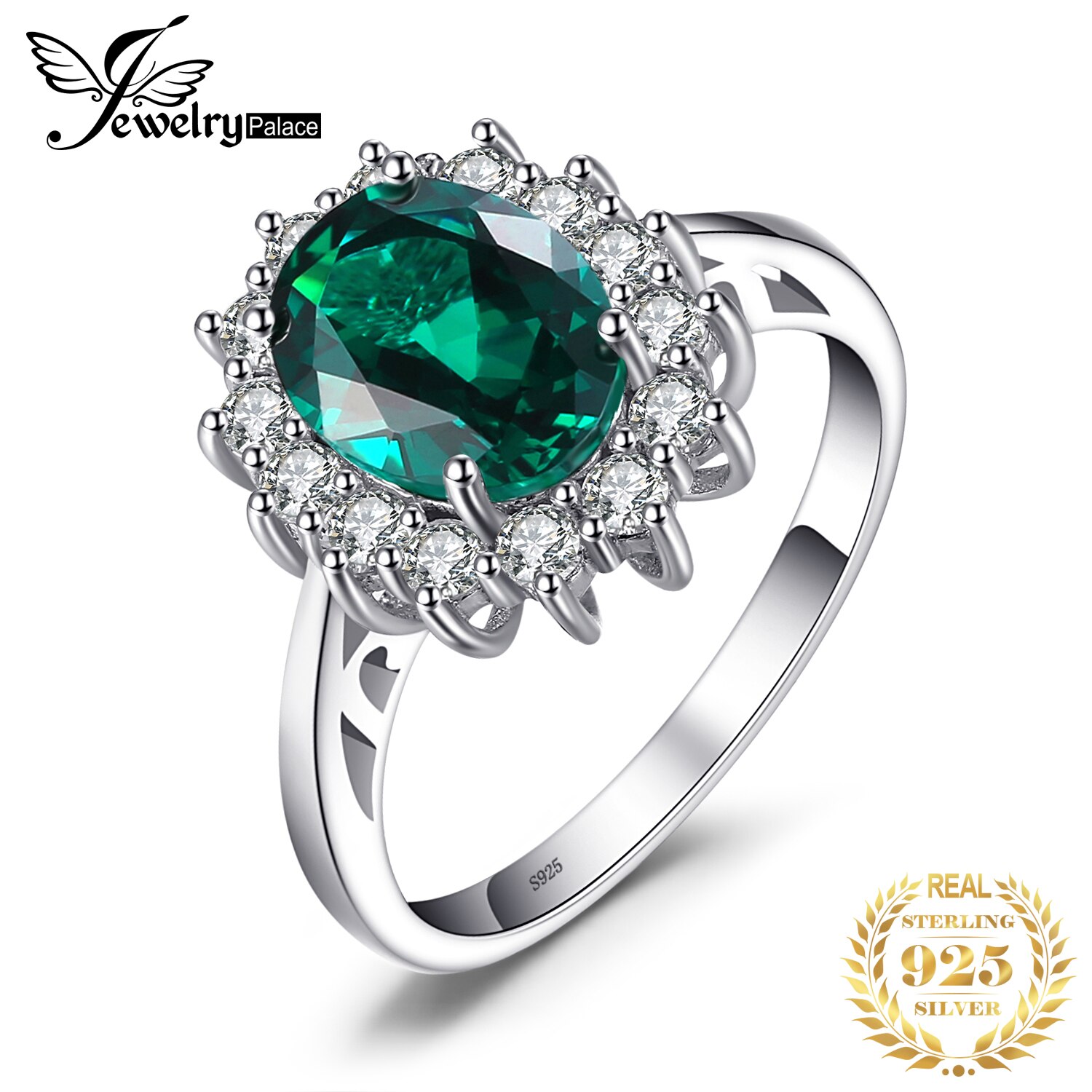Jewpalace Prinses Diana Gesimuleerde Emerald Ring 925 Sterling Zilveren Ringen Voor Vrouwen Engagement Ring Zilver 925 Edelstenen Sieraden