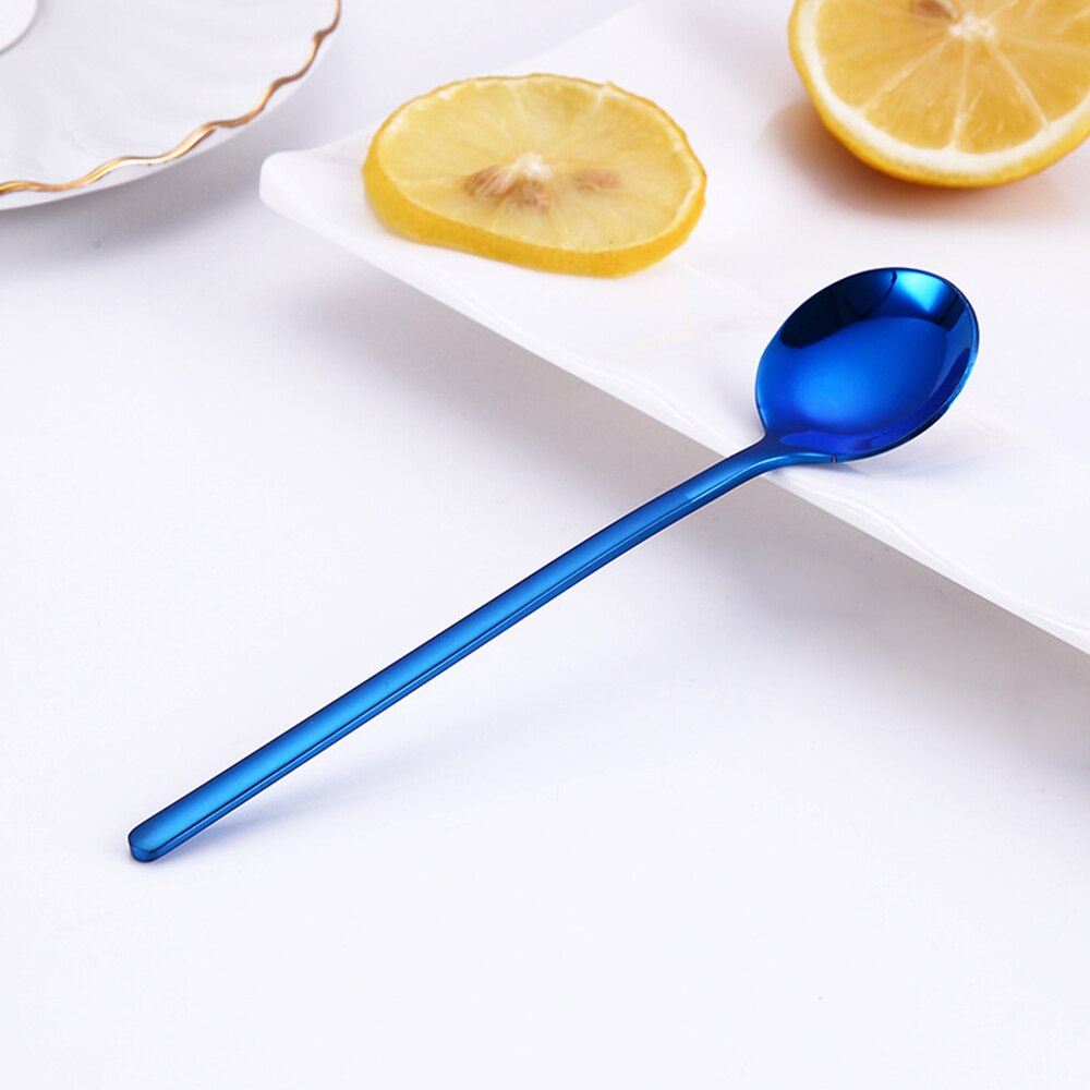 nouvelle cuillère colorée forme ronde café cuillère crème glacée cuillères à café Scoop vaisselle couverts café boire cuisine outils: Bleu