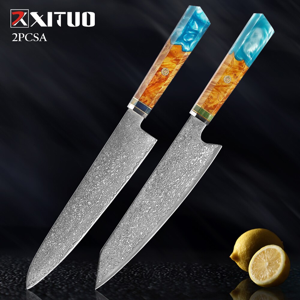 XITUO Kitchen Chef Knife Damascus Knife Set Japanese Knife Damascus Steel VG10 Santoku Paring Knives Cooking Tool