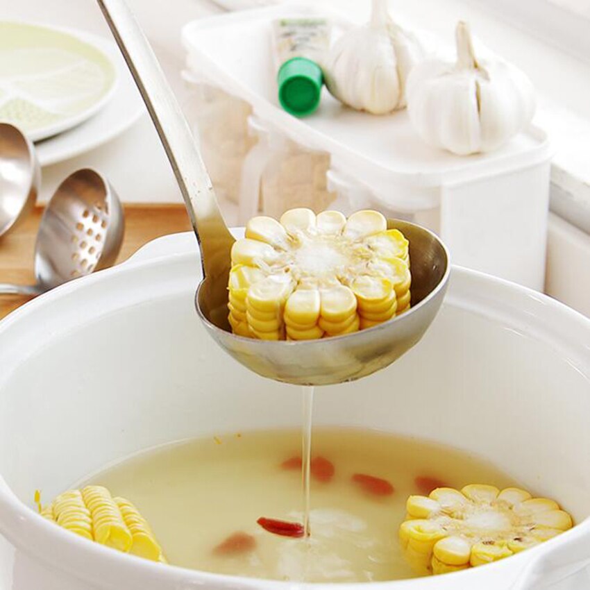 Edelstahl Verdickung Sieb Filter Öl Löffel Griff Suppe Heißen Topf Löffel Küche Gemüse Sieb Kochen Werkzeug