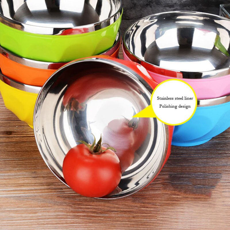 Stainless Steel Bowl Double Layer Thickened Bowls Thickened Household Tableware Kitchen Dinnerware Suppies Rice Fruit Bowl