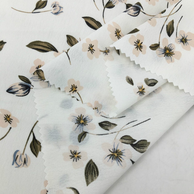 Blanco suave Floral tela raso estampado vestido camisas negro rojo rosa amarillo verde y azul oscuro por el metro 150cm de ancho