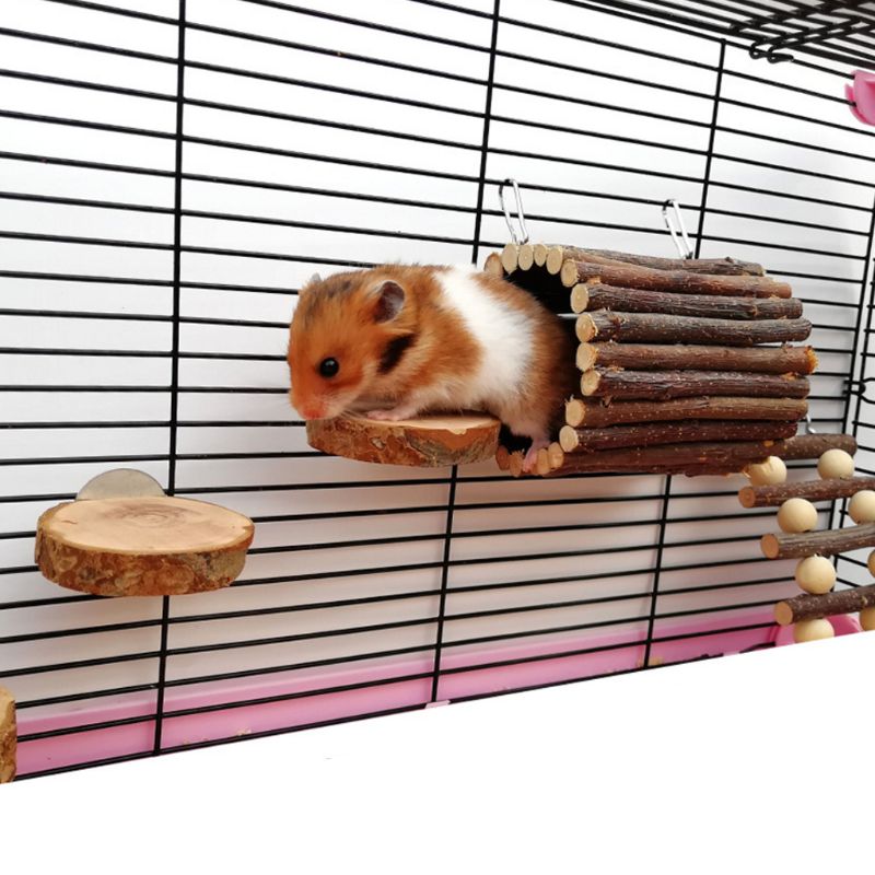 Træ dyr hængende tunnel krog til kanin ilder hamster marsvin lille kæledyr træningsrør bur tilbehør
