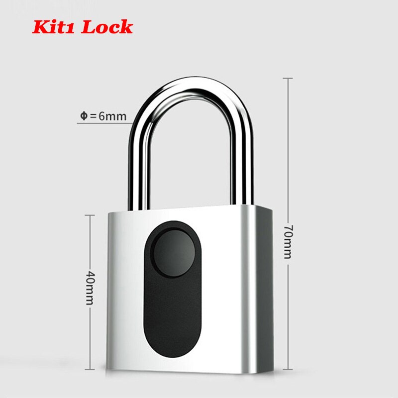 Waterproof Gate Lock Garage Warehouse Door Padlock Keyless Electronic Lock USB-Charge Cabinet Biometric Fingerprint padlock: Kit1