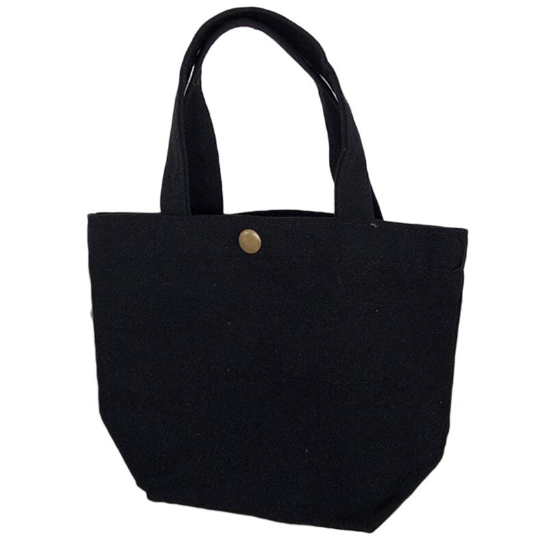 Outdoor tassen voor picknick snoepkleurige canvas tas lunchtas draagbare lunchbox tas met koperen gesp kampeergereedschapstas: Zwart