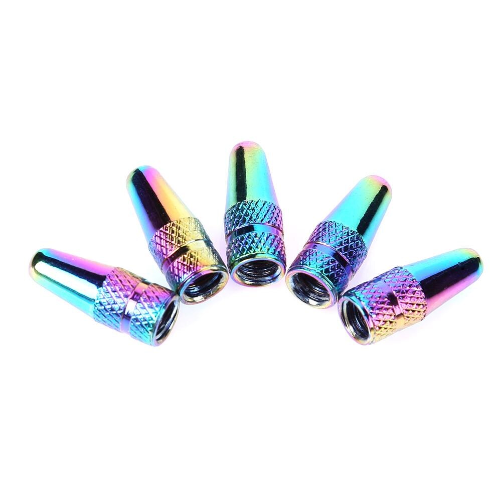 5Pcs Fiets Presta Ventiel Cap Aluminium Fiets Ventieldopje Regenboog Kleur Hoge Druk Spikes Ventiel Stofkap Voor mtb