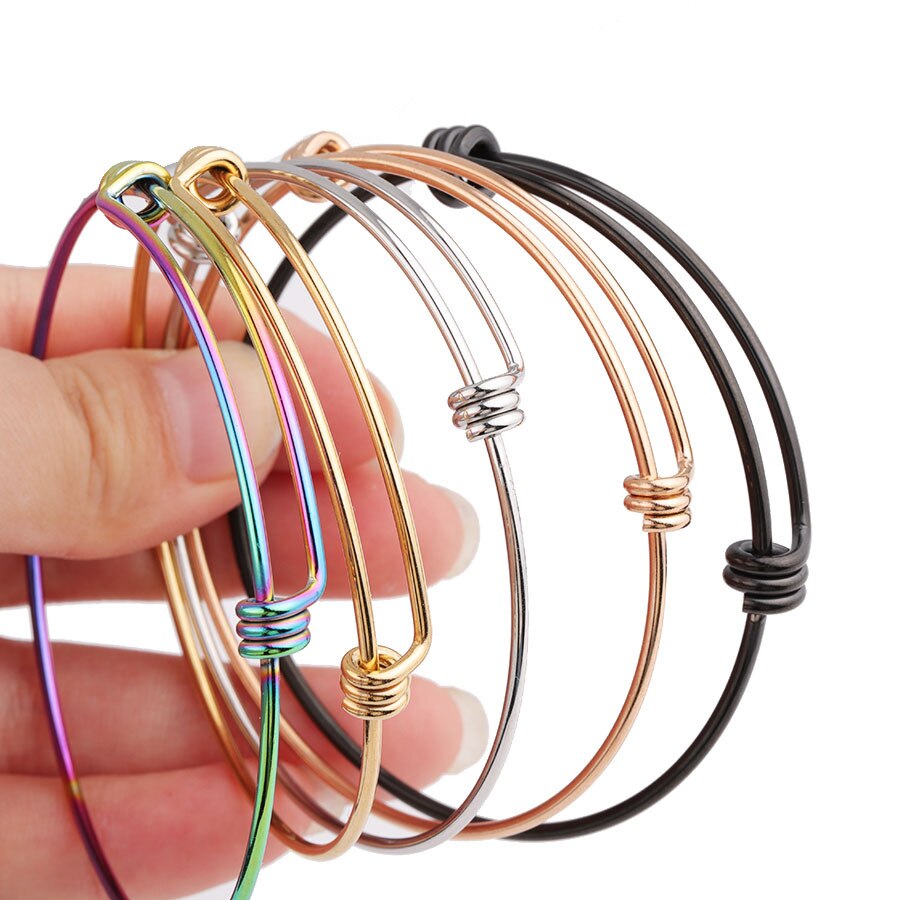 100% Stainless Steel Expandable Bangles &amp; Bracelets For Women Adjustable Cuff Bangle 10pcs/lot