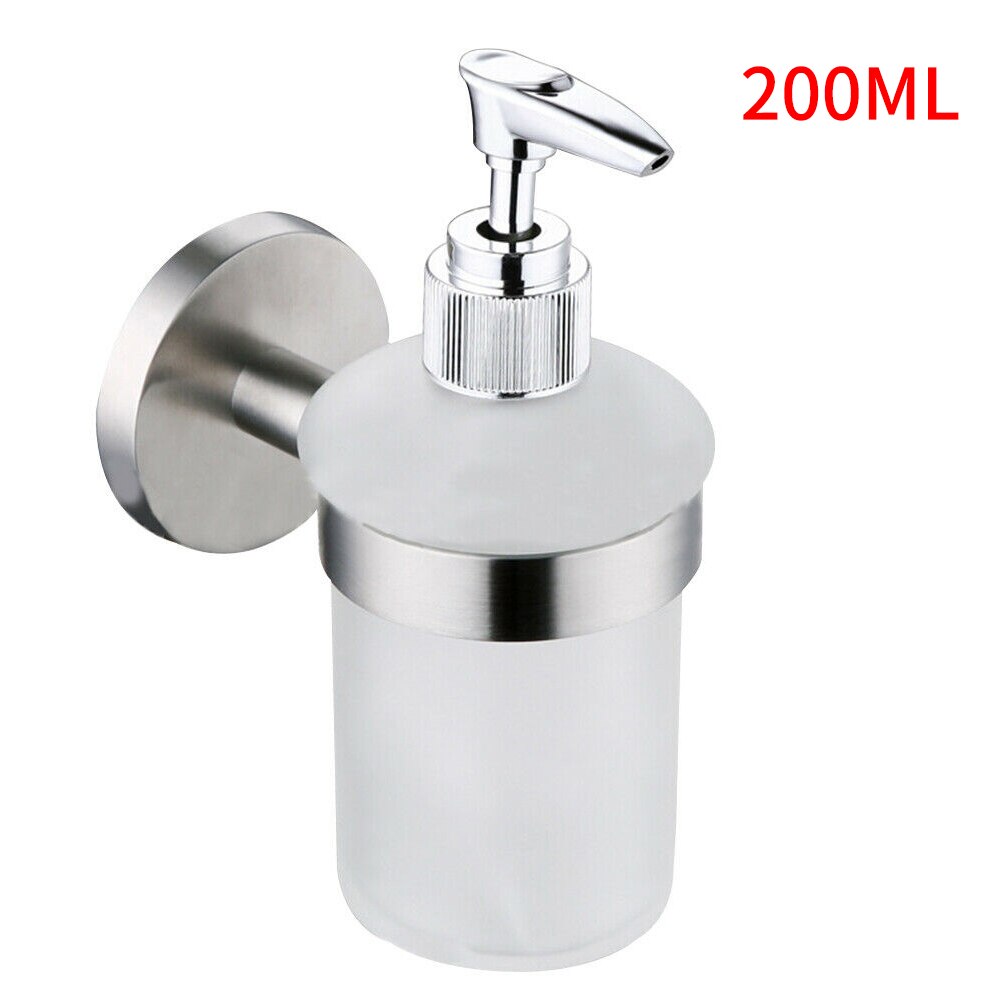 200ml Liquid Soap Dispensers Chrome Color Soap Dispenser Wall Mounted With Frosted Glass Container Bottle Bathroom Products: plastic head