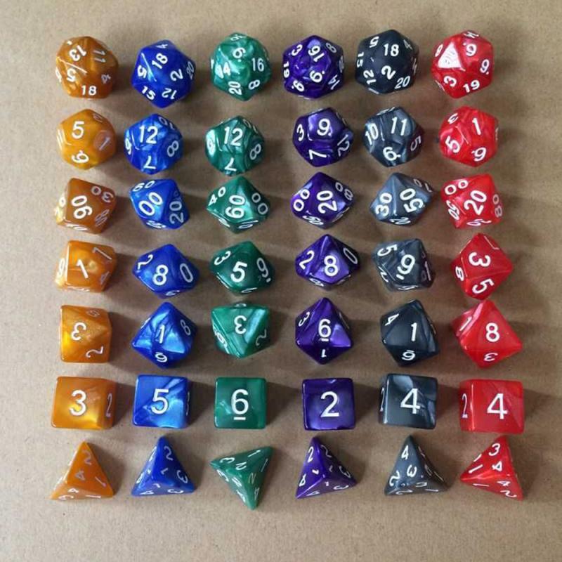 7 teile/satz Spiel Multi Seiten Würfel Spiel Spielen Mischfarbe Polyhedral Würfel TRPG Gamer Würfel Set Brettspiel unterhaltung Würfel