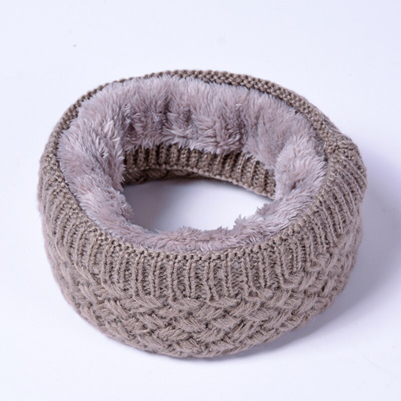 Winter warme sjaal voor vrouwen gebreide halsdoeken ringen pluche kinderen mannen kraag ring vrouwelijke foulard halsdoek: Khaki