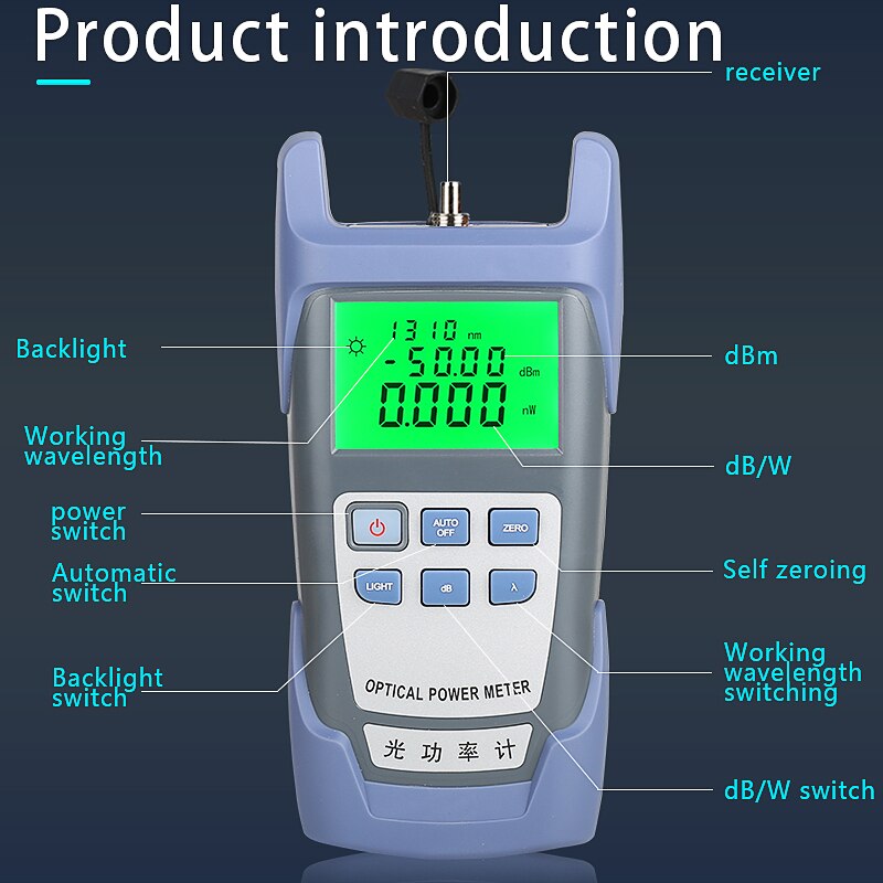 2 In 1 VFL10mW Visual Fault Locator Fiber Optic Test Pen Ftth Glasvezel Tool Kit AUA-5 Fiber Optische Power meter-50 ~ + 26dBm