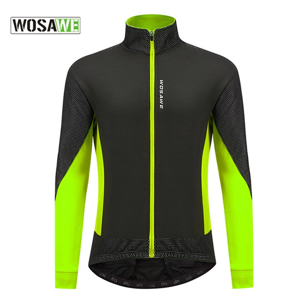 WOSAWE-Chaqueta de invierno para hombre, forro polar de manga larga, reflectante, antideslizante, cálida y a prueba de viento, para montar en bicicleta de montaña