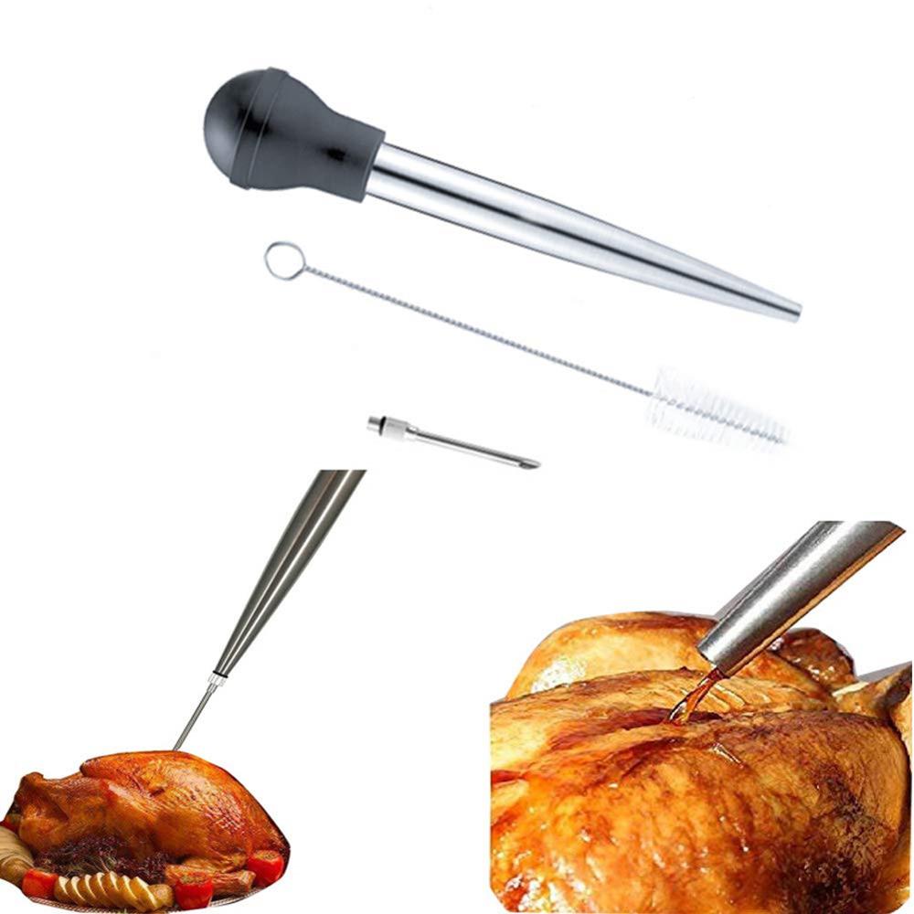 Turkey Baster Set Meat Injector Needle with Cleaning Brush for Turkey, BBQ and Roast Turkey Baster Syringe