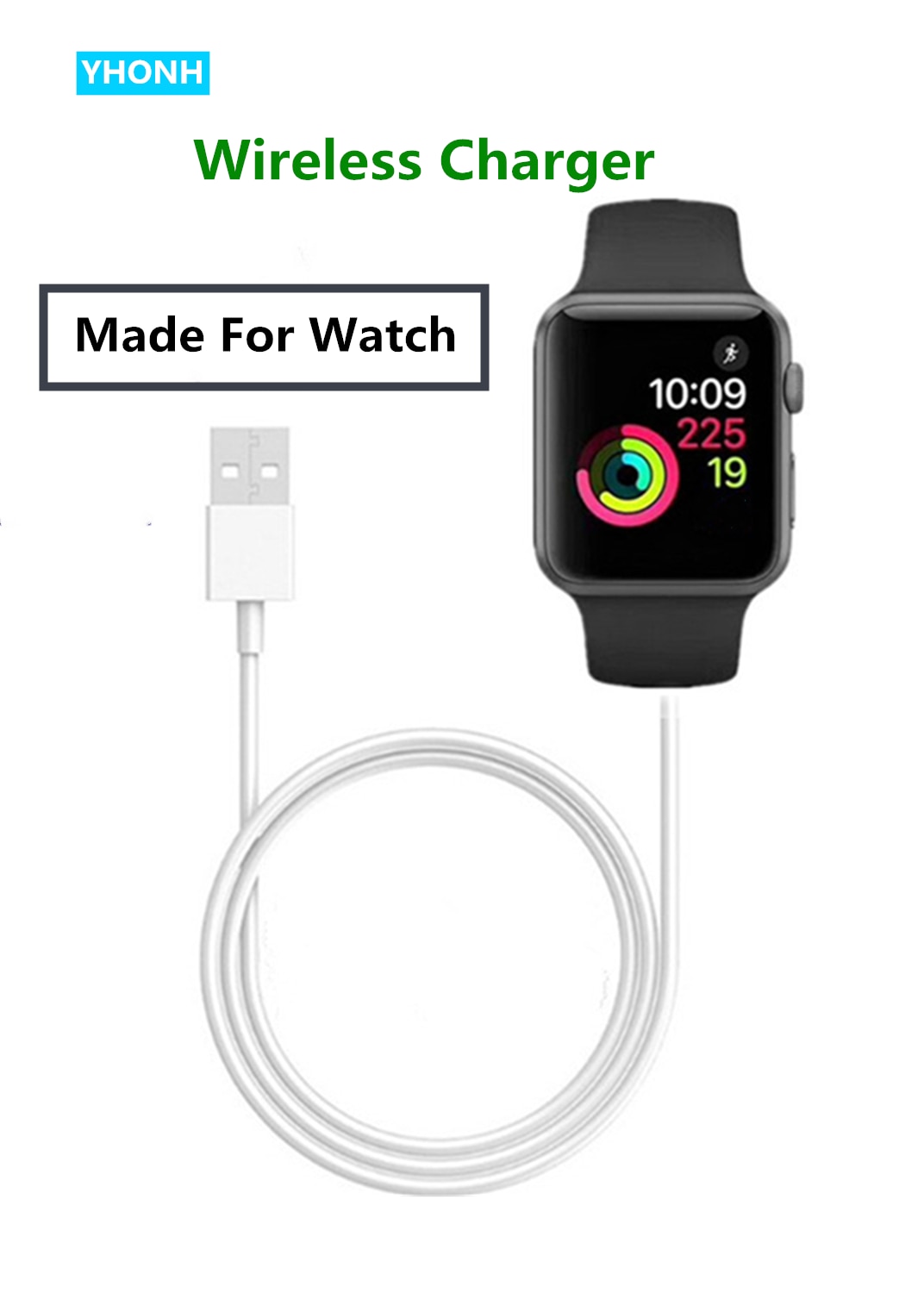 Draadloze Oplader voor Apple horloge 1/2/3/4 USB snelle wirless opladen 3.3Ft/1m kabel, compatibel met Apple Horloge 38mm/42mm