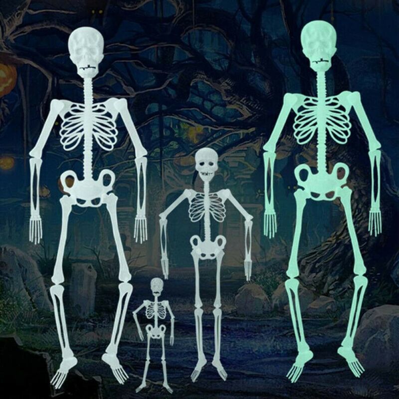 Halloween prop menneskelig skjelett lysende full størrelse hodeskalle hånd liv kroppen kropp poserbar anatomi modell fest festival dekorasjon