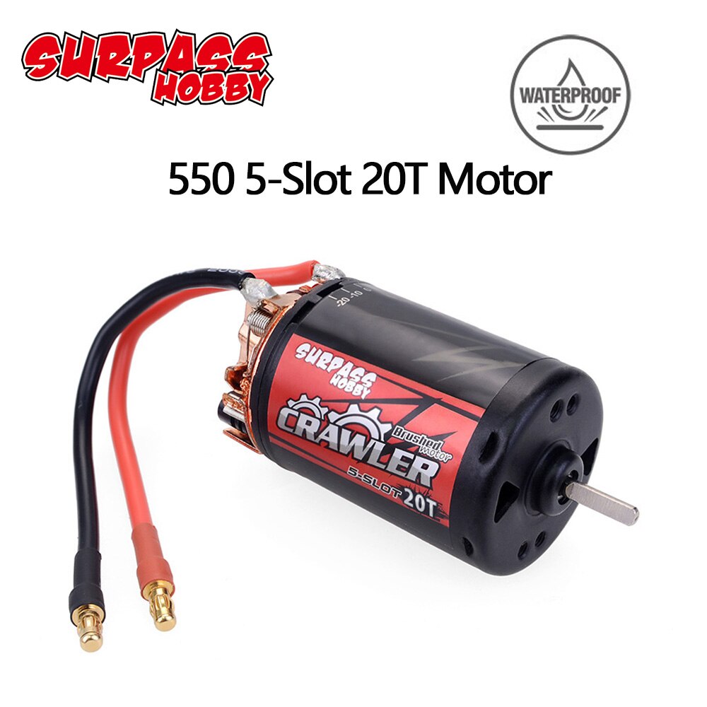 Waterproof 5-Slot 540 550 10T 11T 12T 13T 16T 20T Brushed motor w/ 60A 80A ESC for tamiya Kyosho TRAXXAS WLtoys 1/10 RC Car: 550 20T