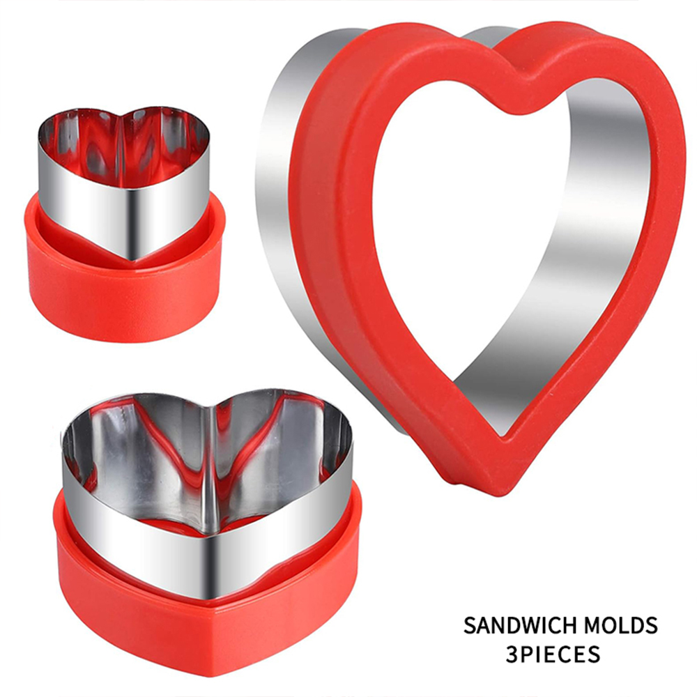 Cortadores de sándwich especiales para niños, molde para pan, galletas, frutas, verduras, corazón, fabricante de pentáculos, herramientas para hornear para niños: Rosa