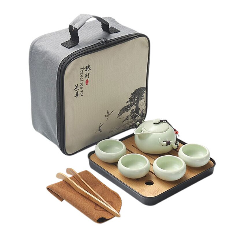 Portable Chinese Travel Kung Fu Tea Set Ceramic Teapot Porcelain Teaset Gaiwan Tea Cups of Tea Ceremony Tea Pot With Travel Bag