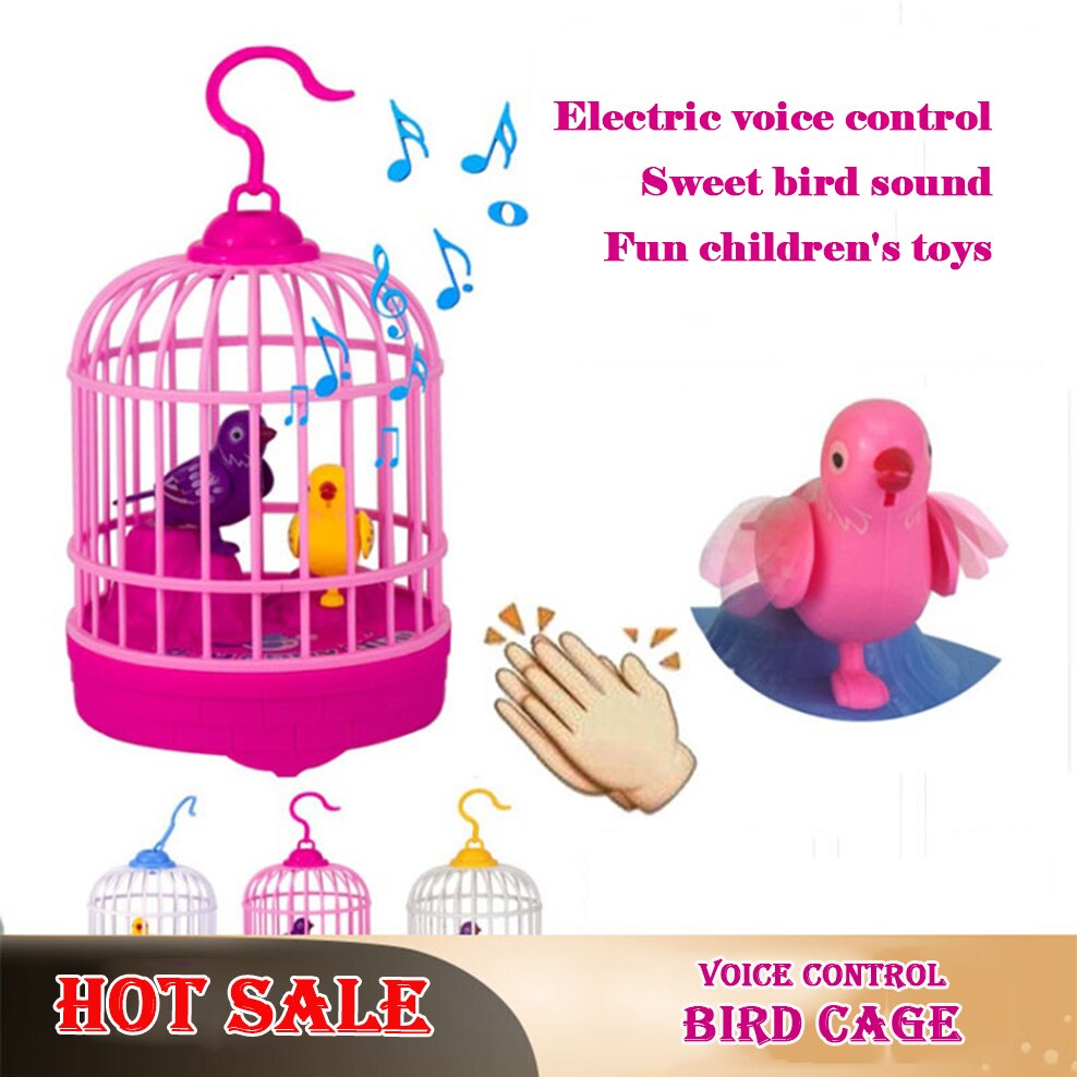 Voice Control Mini Vogelkooi Exotische Speelgoed Simulatie Vogelkooi Geluid Inductie Creatieve Kinderen Speelgoed