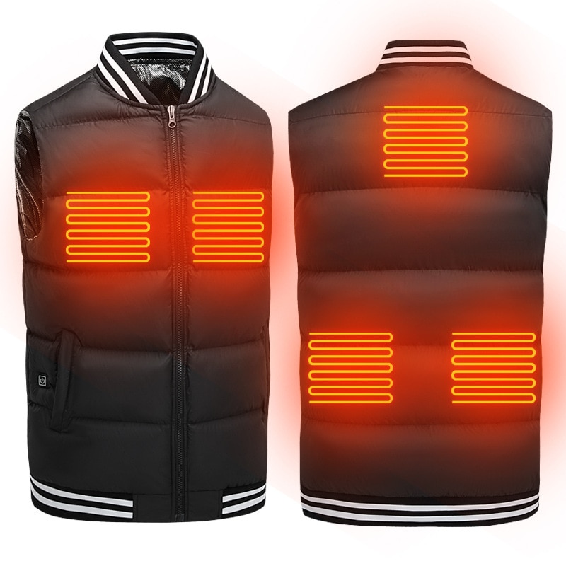 Winter Smart Self-heating Vest for women Cotton-padded Clothes Solid Color Sleeveless Vest Men's USB Charging Plus Velvet Jacket