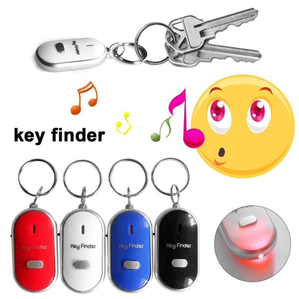 LED Whistle Key Finder Flashing Beeping Sound Control Alarm Anti-Lost Keyfinder Locator Tracker with Keyring 4 Colors For Choice