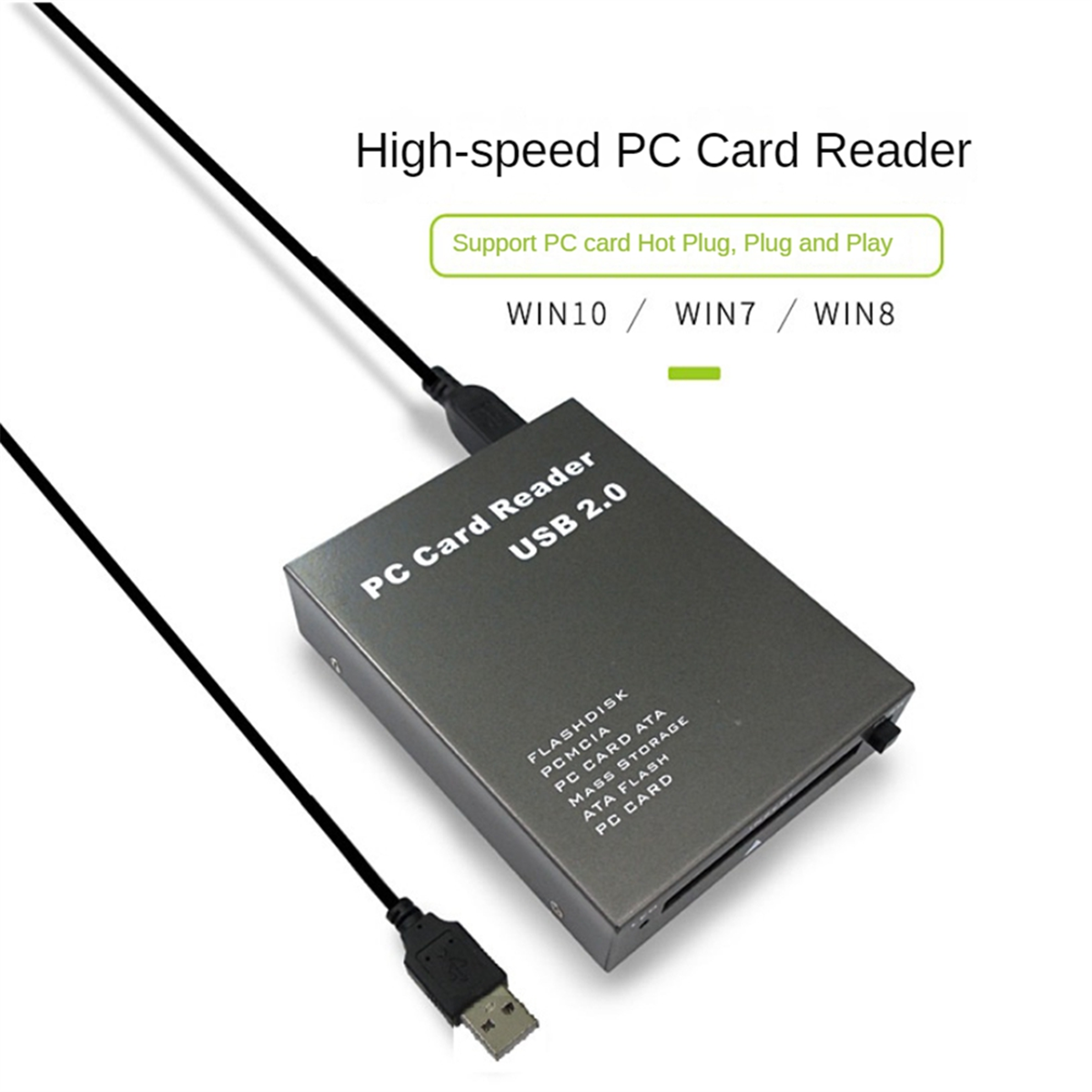 PCMCIA-Lecteur de carte ATA, USB 2.0 vers PC, adaptateur, disque flash, carte mémoire