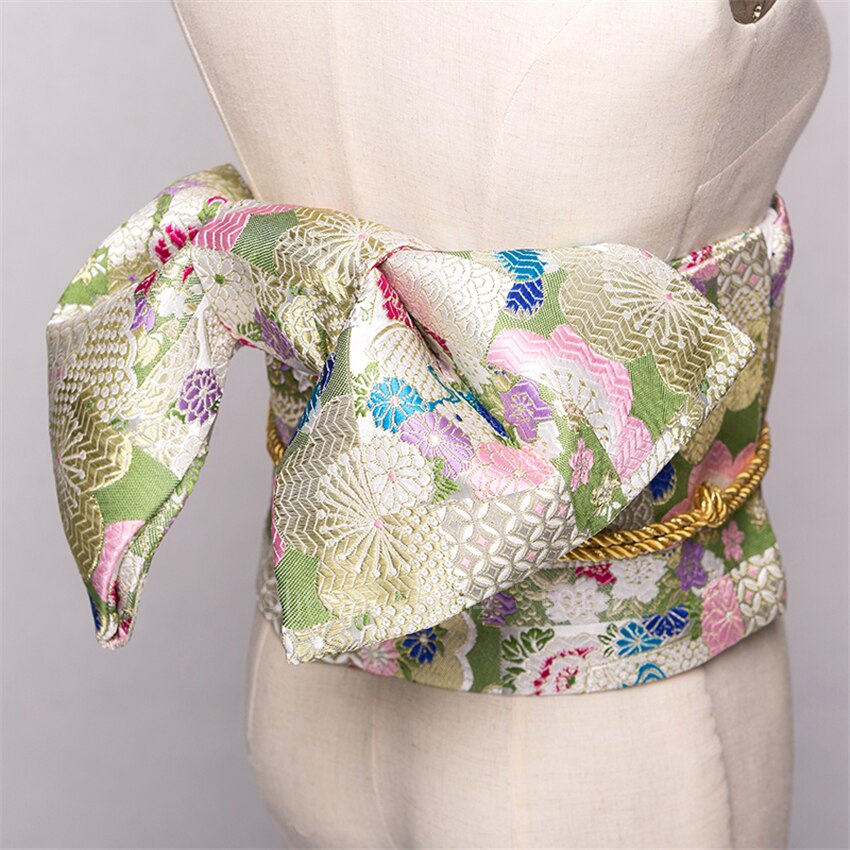 Ceinture Kimono traditionnelle japonaise Yukata Obi, nœud papillon, nœud papillon, Noble, rétro, imprimé Floral, 14 couleurs: Color2
