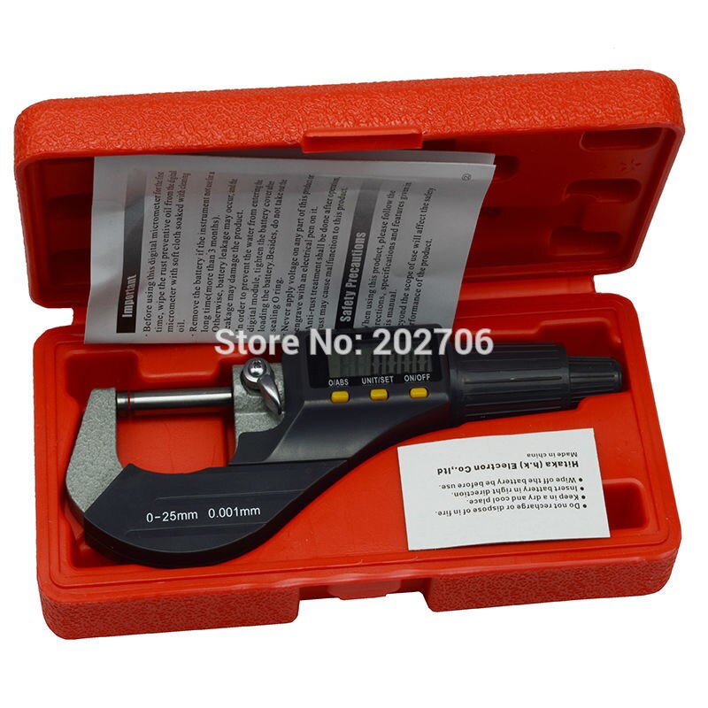 0-25mm Micron Digital outside Micrometer Electronic micrometer caliper gauge 0.001mm digital gauge measuring tools