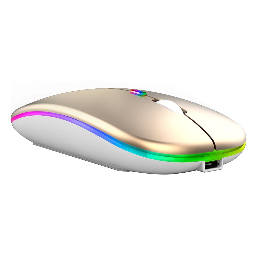 2.4G Wireless Bluetooth LED Mice USB Ergonomic Gaming Mouse for Laptop Computer Wireless Mouse Rechargeable Ergonomic Silent: Golden