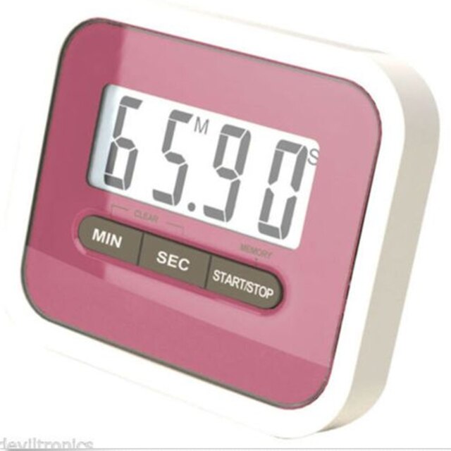 Mini Digital LCD Kitchen Timer Square Kitchen Countdown Alarm With Magnet Clock Stopwatch Clock Timer: pink