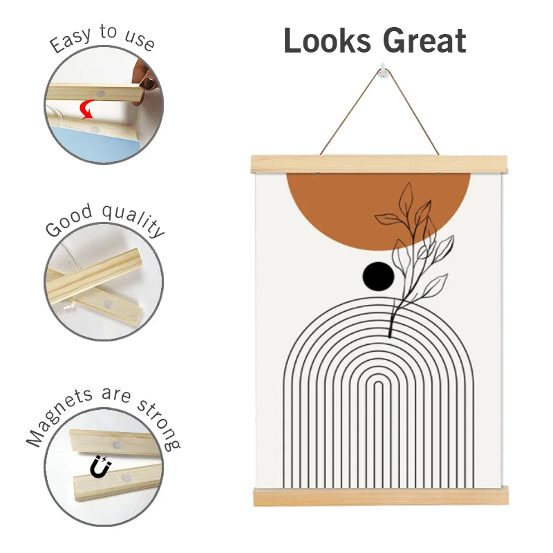 Houten fotolijsten DIY magnetische frame fotohangers ophangset voor posters canvas prints kunstwerk voor kamer interieur kunst aan de muur