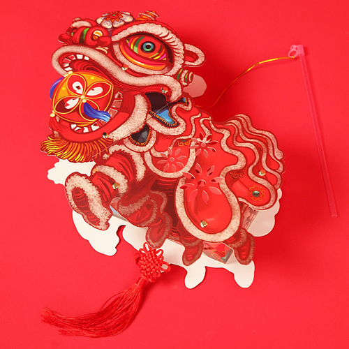 DIY Handmade Lantern Lantern Festival Spring Festival Retro Traditional Paper Lantern Children Year Lion Lantern: C