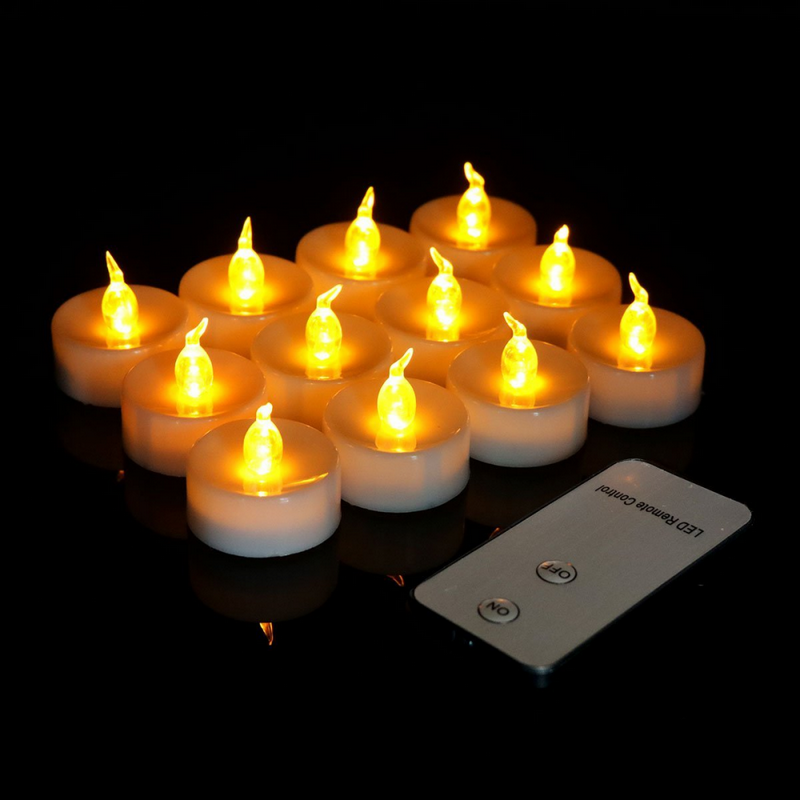 12pcs Remote controlled battery operated LED candle w/controller flickering flameless votive tealight lamp Wedding Birthday Xmas