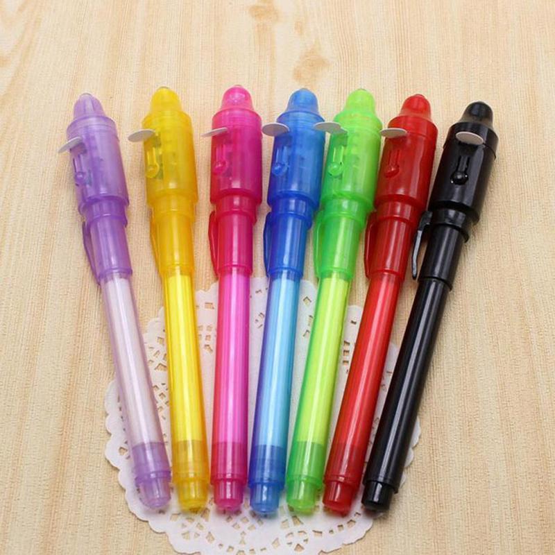 Plastic Grote Hoofd Uv Onzichtbare Licht Pen Magic Led Light Voor Kids Vals Licht Inkt Onzichtbare Pen Pen Markeerstift m0J8