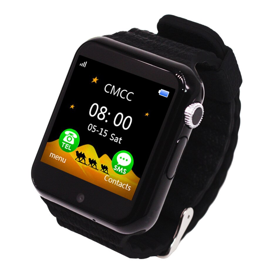 V7 Kinderen Gps Camera Emergency Veiligheid Anti Verloren Waterdichte Horloge Multifunctionele Stap Tracker Telefoon Horloge: Black