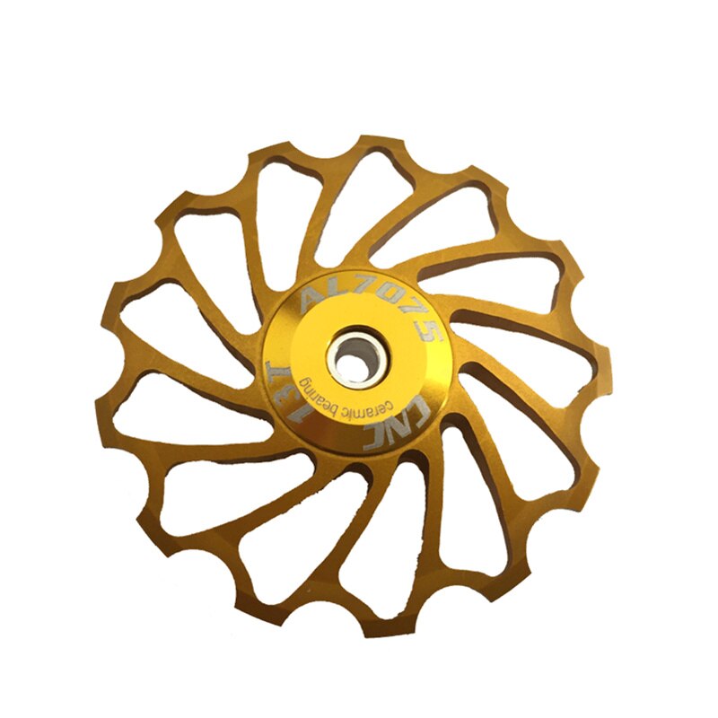 VXM MTB Road Bike Ceramic Pulley 7005 Aluminum Alloy Rear Derailleur 13T Guide Cycling Ceramics Bearing Jockey Wheel 1pcs: 13T Gold