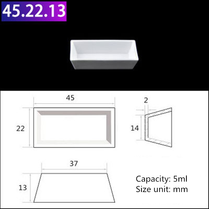 99%Al2O3 High Purity Square Alumina Ceramic Boat Corundum Crucible/ Sintered Crucible High temperature resistance 1600℃: 5ml