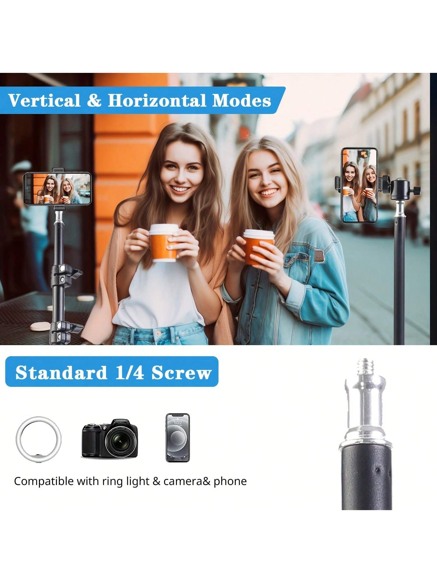 1 szt. 63 cala ze składanym statywem i klipsem do uchwytu na telefon 160,02 cm Wielofunkcyjny statyw, statyw do telefonu i aparatu