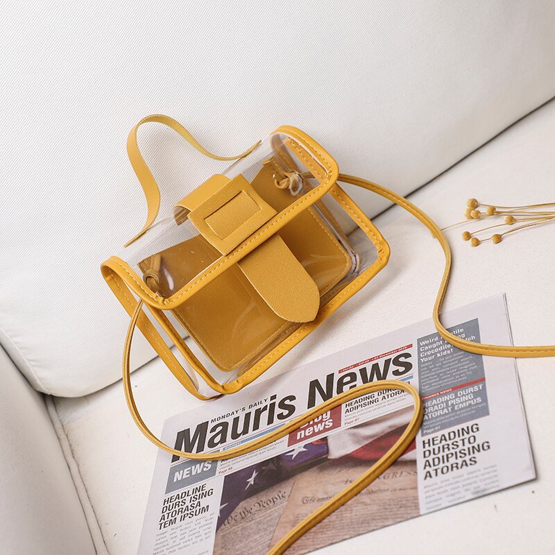 Frauen Taschen Damen transparent Gelee Süssigkeit Farbe Kleine Tasche Feste Persönlichkeit Große Schnalle Crossbody Schulter Handtasche: A