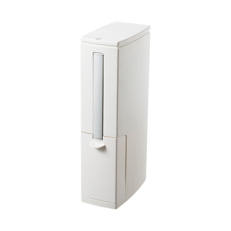 Balde de lixo estreito para banheiro, conjunto de escovas de lixo de plástico para uso doméstico, com tampa, utensílio de limpeza: ivory
