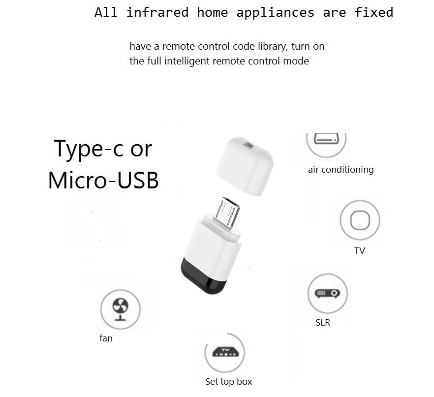 Universal Remote Control Mobile Infrared Transmitter Android Mobile Phone Learning OTG Smart Remote Control For TV Air Condition