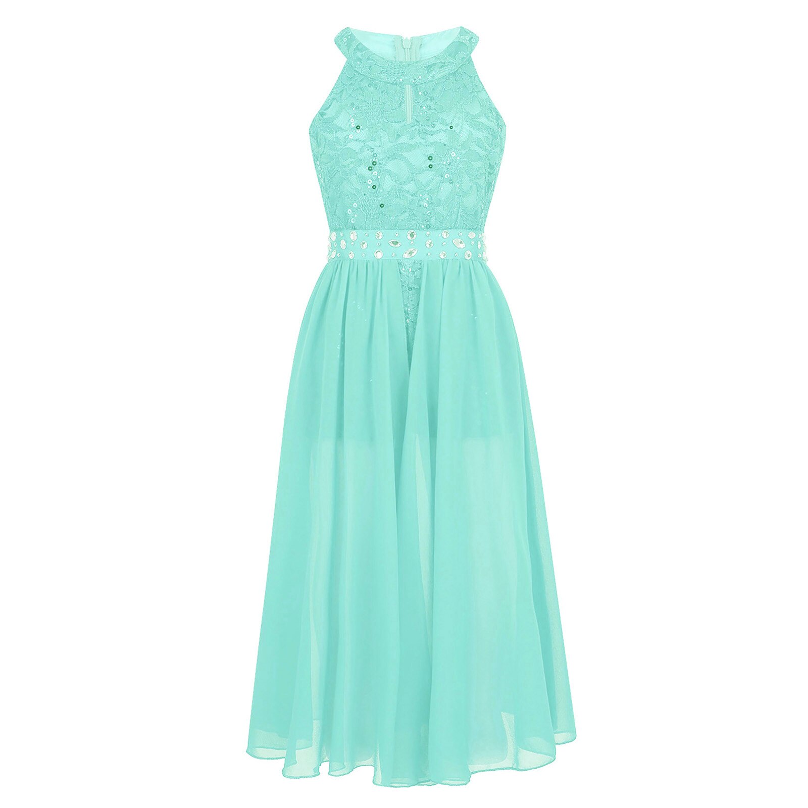 Meisjes Lyrische Dans Turnpakje Jurk Dancewear Mouwloze Bloemen Kant Strass Bruiloft Verjaardag Feestjurk: M / Goud